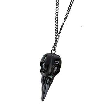 YOOESTORES82 Punk Metal Crow Skull Necklace. Hip Hop 3D Animal Bird Skull Pendant Necklace, Men Women Vintage Gothic Halloween Jewelry