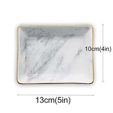 Marble Ceramic Jewelry Tray Ring Dish Ring Holder Display Organizer with Golden Edged Wedding Valentine's Day Housewarming Gift