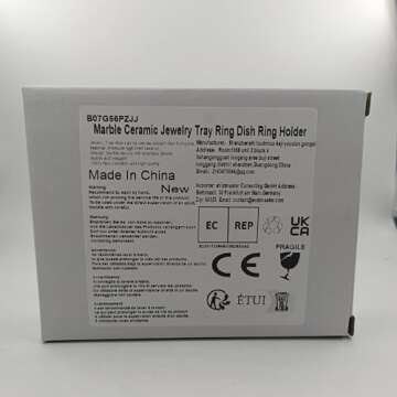 Marble Ceramic Jewelry Tray Ring Dish Ring Holder Display Organizer with Golden Edged Wedding Valentine's Day Housewarming Gift