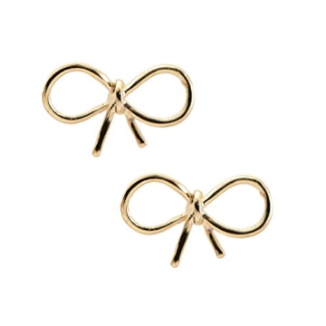 Handmade High Gloss Tiny Bow Gold Earrings by Spinningdaisy