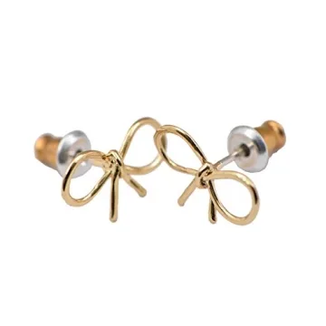 Handmade High Gloss Tiny Bow Gold Earrings by Spinningdaisy