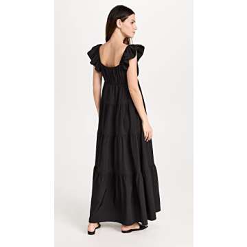 English Factory Women's Ruffle Sleeve Maxi Dress, Black, XS