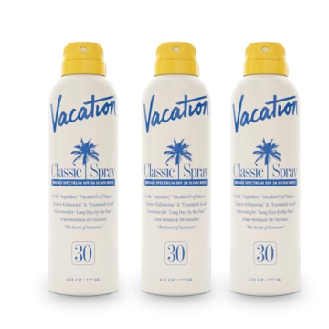 Vacation Classic Spray Sunscreen SPF 30 3-Pack, Broad Spectrum Sunscreen Spray, Vegan Sunblock Spray, Body Lotion with SPF, Spray Sunscreen SPF 30, 6 fl. oz. (Pack of 3)
