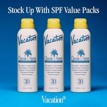 Vacation Classic Spray Sunscreen SPF 30 3-Pack, Broad Spectrum Sunscreen Spray, Vegan Sunblock Spray, Body Lotion with SPF, Spray Sunscreen SPF 30, 6 fl. oz. (Pack of 3)