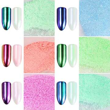 KISSBUTY Ice Transparent Aurora Nail Powder - 6 Colors