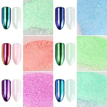 KISSBUTY Ice Transparent Aurora Nail Powder - 6 Colors