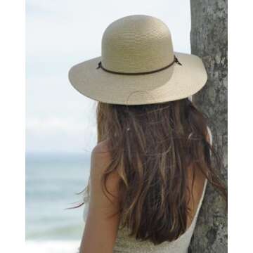 FURTALK Womens Wide Brim Sun Hat with Wind Lanyard UPF Summer Straw Sun Hats for Women