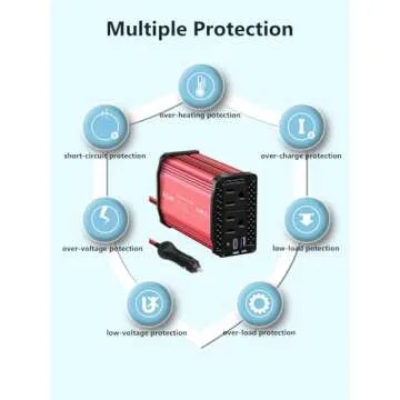 ALLWEI 300W Car Power Inverter with 65W USB-C and 3.0 USB Port - DC 12V to 110V AC Power inverters for Vehicles Converter Fast Charging Ports Car Charger Adapter (Red)