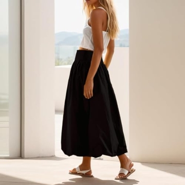 NUFIWI Women Y2k Bubble Maxi Skirt Boho Summer Dress