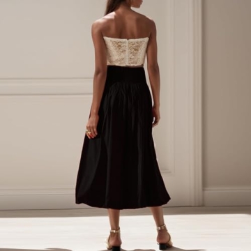 NUFIWI Women Y2k Bubble Maxi Skirt Boho Summer Dress