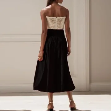 NUFIWI Women Y2k Bubble Maxi Skirt Boho Summer Dress