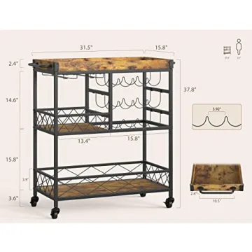 Gizoon Rolling Bar Cart - Vintage & Versatile Beverage Storage