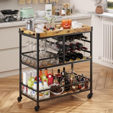Gizoon Rolling Bar Cart - Vintage & Versatile Beverage Storage