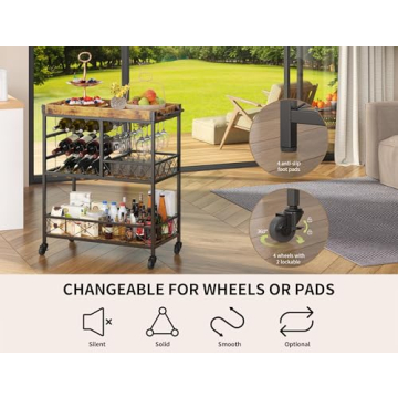 Gizoon Rolling Bar Cart - Vintage & Versatile Beverage Storage