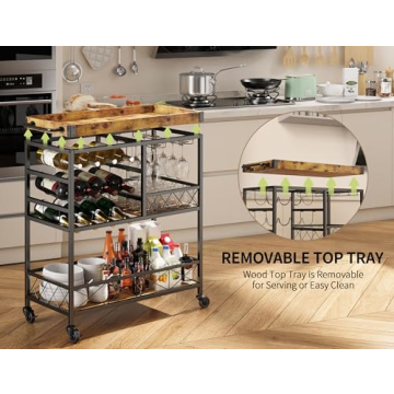 Gizoon Rolling Bar Cart - Vintage & Versatile Beverage Storage
