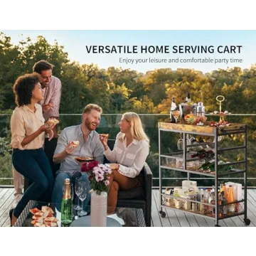 Gizoon Rolling Bar Cart - Vintage & Versatile Beverage Storage