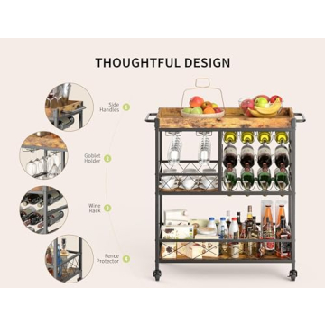 Gizoon Rolling Bar Cart - Vintage & Versatile Beverage Storage
