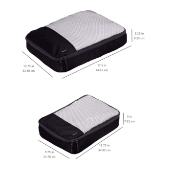 Amazon Basics 4 Piece Packing Travel Organizer Zipper Cubes Set for Effortless Travel Organization