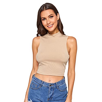 Stylish Verdusa Women's Sleeveless Mock Neck Rib Knit Top