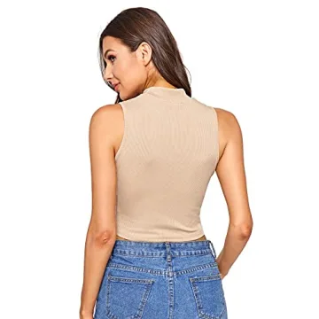 Stylish Verdusa Women's Sleeveless Mock Neck Rib Knit Top