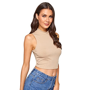 Stylish Verdusa Women's Sleeveless Mock Neck Rib Knit Top