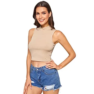 Stylish Verdusa Women's Sleeveless Mock Neck Rib Knit Top