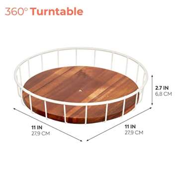 The Ría Safford Collection by iDesign Acacia Wood and Wire Turntable, 11", Coconut