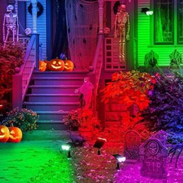 Linkind Solar Spot Lights Outdoor, IP67 Solar Lights Outdoor Waterproof, Multicolor Solar Landscape ...