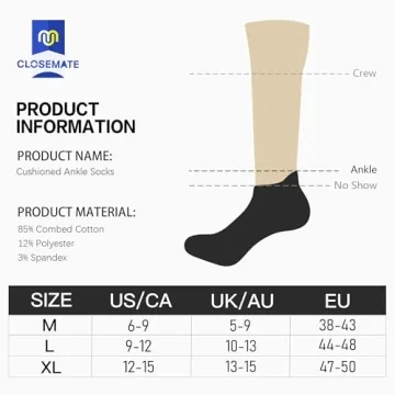Closemate Ankle Athletic Running Socks 7 Pairs Low Cut Sport