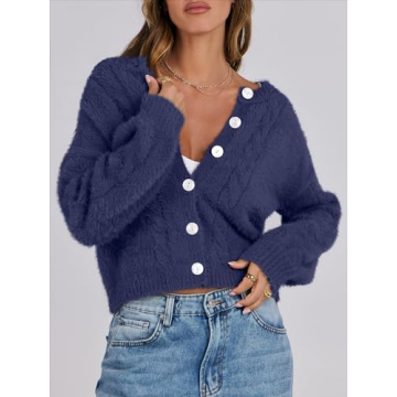 Warm & Cozy Fuzzy Knit Cardigan for Women