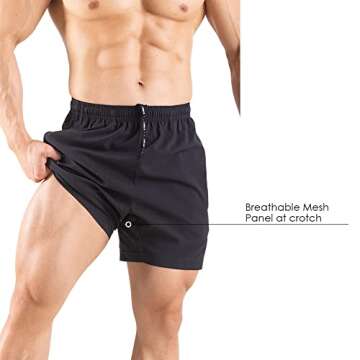 Gaglg Men's 5" Running Shorts 2 Pack Quick Dry Athletic Workout Gym Shorts with Zipper Pockets Black/White,Medium