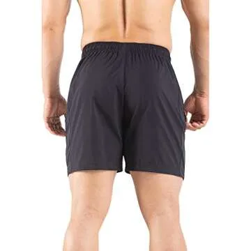 Gaglg Men's 5" Running Shorts 2 Pack Quick Dry Athletic Workout Gym Shorts with Zipper Pockets Black/White,Medium