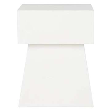 SAFAVIEH Outdoor Collection Zen Mushroom Modern Ivory Concrete Accent Table (Fully Assembled)