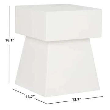 SAFAVIEH Outdoor Collection Zen Mushroom Modern Ivory Concrete Accent Table (Fully Assembled)