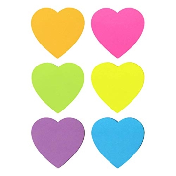 Heart Shape Sticky Notes - 6 Colorful Pads of Fun