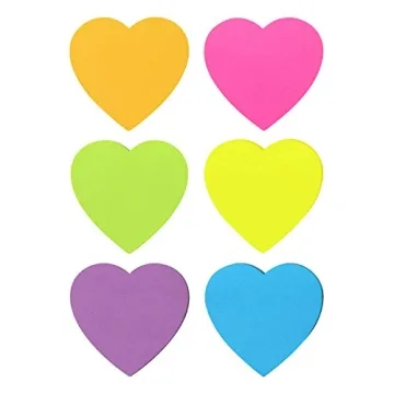 Heart Shape Sticky Notes - 6 Colorful Pads of Fun