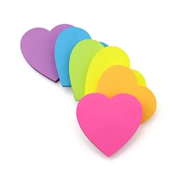 Heart Shape Sticky Notes - 6 Colorful Pads of Fun