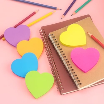 Heart Shape Sticky Notes - 6 Colorful Pads of Fun