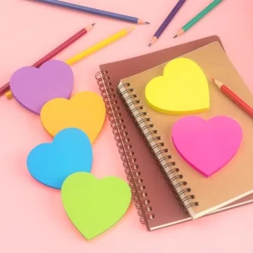 Heart Shape Sticky Notes - 6 Colorful Pads of Fun
