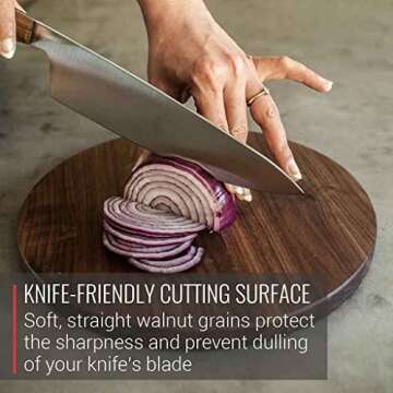 Made in USA Walnut Cutting Board by Virginia Boys Kitchens - Butcher Block made from Sustainable Hardwood (Round - 10.5)