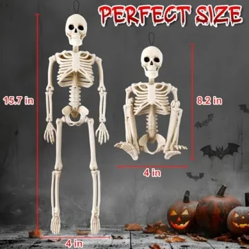 16" Poseable Skeleton Decorations - 2 Pack