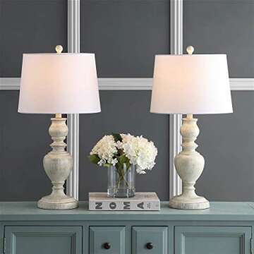 Safavieh Zabi White Table Lamp Set of 2 LED Bulbs