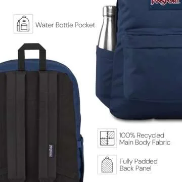 JanSport SuperBreak Plus Backpack with Padded 15-inch Laptop Sleeve and Integrated Bottle Pocket - Spacious and Durable Daypack for Work and Travel - Misty Rose