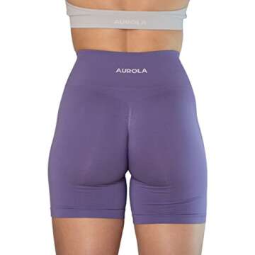 AUROLA Intensify Workout Shorts for Women Seamless Scrunch Short Gym Yoga Running Sport Active Exercise Fitness Shorts(S,Violet)