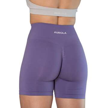 AUROLA Intensify Workout Shorts for Women Seamless Scrunch Short Gym Yoga Running Sport Active Exercise Fitness Shorts(S,Violet)