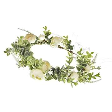 Floral Fall Succulent Flower Crown Green Leaf Headpiece Wedding Bridal Eucalyptus Halo Maternity Pho...