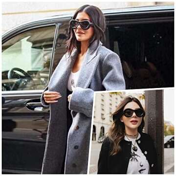 VANLINKER Oversized Thick Inflated Sunglasses Womens Mens Trendy Oval One Peice Glasses Funny Aesthetic Shades VL9729 2 Pack Black Silver