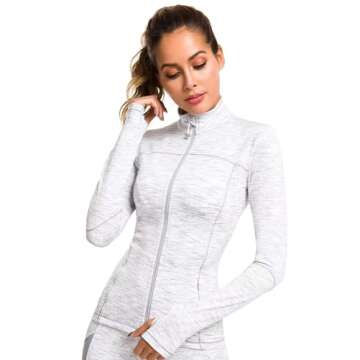 QUEENIEKE Womens Running Jacket Athletic Workout Jackets Track Full Zip Up Gym for Women Yoga Top Nu...