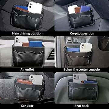 Accmor 2pcs Universal Car Side Pocket Organizer, PU Leather Car Pocket Pouch Cell Phone Sunglasses Holder for Car, Car Seat Gap Filler Accessories Organizer for Car Seat, Door, Window, Console
