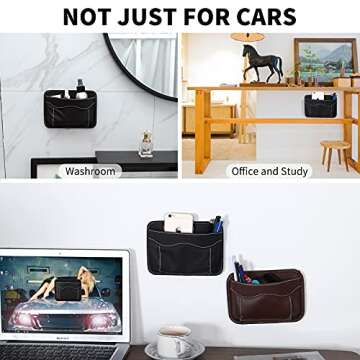 Accmor 2pcs Universal Car Side Pocket Organizer, PU Leather Car Pocket Pouch Cell Phone Sunglasses Holder for Car, Car Seat Gap Filler Accessories Organizer for Car Seat, Door, Window, Console
